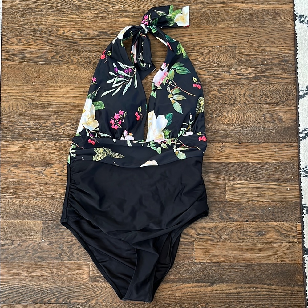 Floral Halter One Piece Swimsuit
